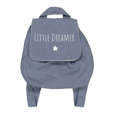 Mochila "Little dreamer" de lino gris azulado con pequeña estrella