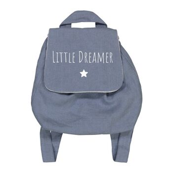 Sac à dos lin bleu grisé "Little dreamer" symbole petite étoile 1