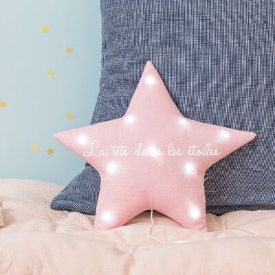 nightlight muscial star pink linen head in the stars