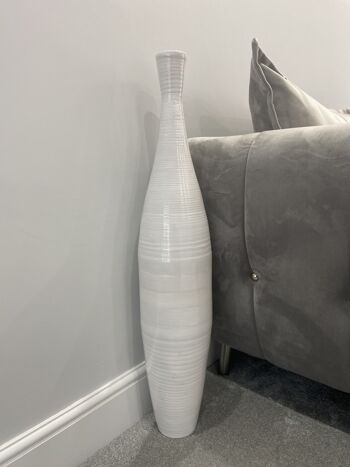Grand vase en bambou fait main blanchi à la chaux 90cm 1