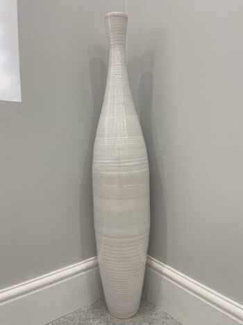 Grand vase en bambou fait main blanchi à la chaux 90cm 2