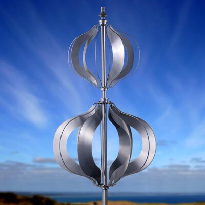 Escultura de viento del jardín de Kensington spinner plateado