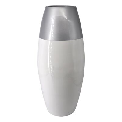 Dessus en argent et vase en bambou fait à la main blanc Vase de sol ou vase de table de 45 cm