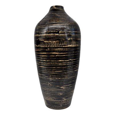 Vaso alto da 54 cm in bambù nero e naturale fatto a mano o vaso da tavolo