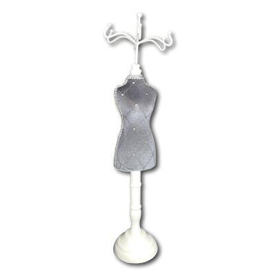 Grey velvet large necklace stand