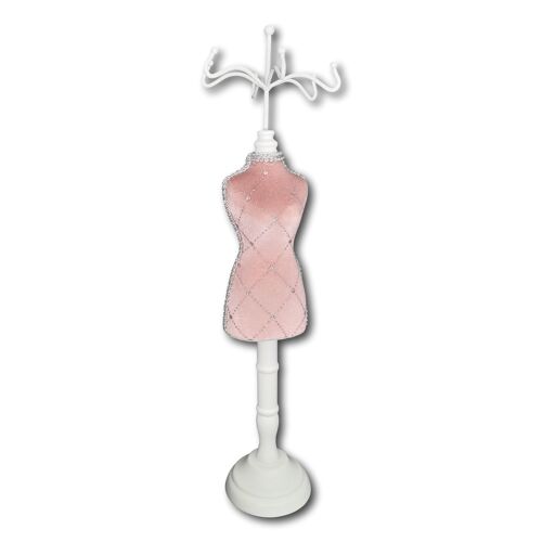 Pink velvet large necklace stand