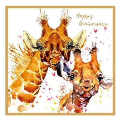 Tarjeta de feliz aniversario jirafa