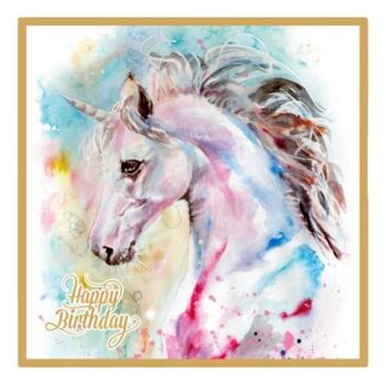 Carte de licorne joyeux anniversaire