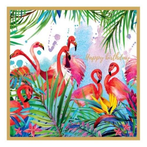 Happy Birthday flamingo card
