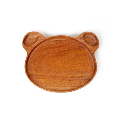Kids Plate - Bear - Handmade - Khaya Wood - Eco-friendly