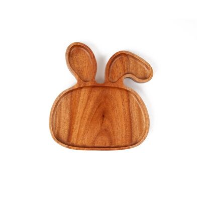 Kids Plate - Rabbit - Handmade - Khaya Wood - Eco-friendly