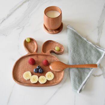 Assiette pour enfants - Lapin - Fait main - Khaya Wood - Eco-friendly 6