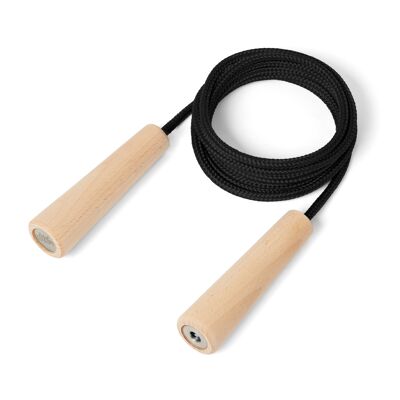 Skipping rope made from recycled PET bottles - black / natural beech