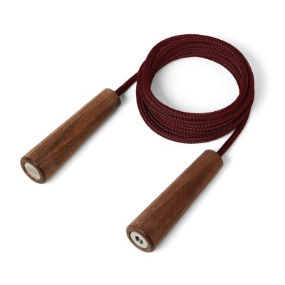 Skipping rope made from recycled PET bottles - wine red / walnut oiled