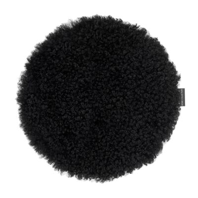 Funda de silla de piel de oveja CURLY - redonda - Negra