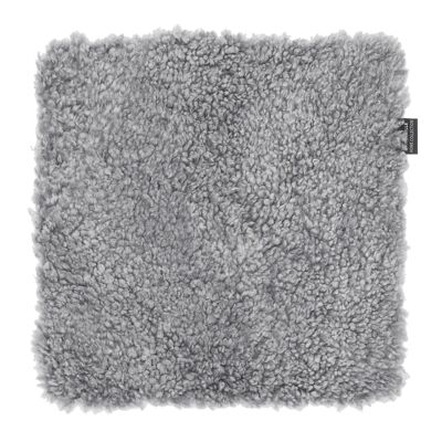 Housse de chaise CURLY en peau de mouton - carrée - Anthracite Gris argenté