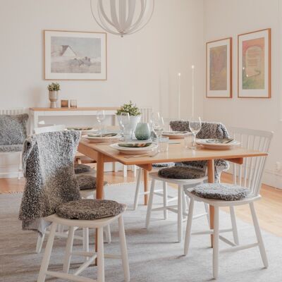 Chair pad CURLY sheepskin - round - Natural Grey