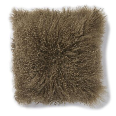 Housse de coussin Shansi en peau de mouton - Marron