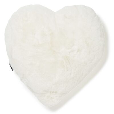 Valentine - Fluffy love heart cushion - Ivory
