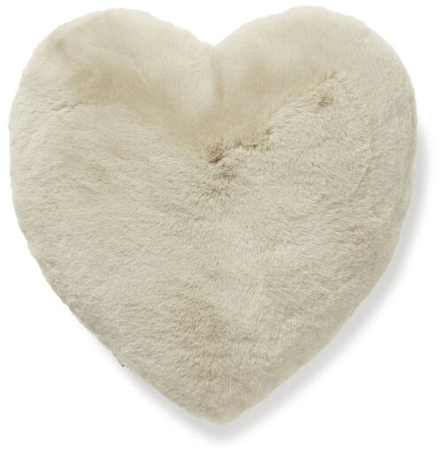 Valentine - Fluffy love heart cushion - Beige