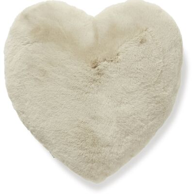 Valentine - Fluffy love heart cushion - Beige