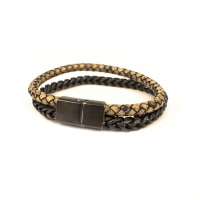 bracelet double | Nooz | bracelet en cuir | bracelet en acier | le noir