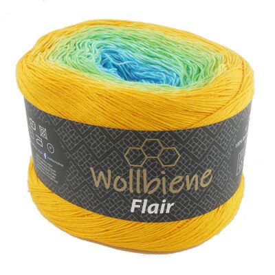 Wollbiene Flair Cotton 928 gelborange grün blau Bobbel 250g Farbverlauf gezwirnt 100% Baumwolle