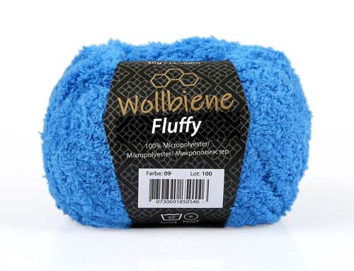 Wollbiene Fluffy blau 09 Fransenwolle Wolle, Kuschelweich 50g, Plüschtier, Fransengarn
