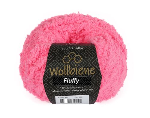 Wollbiene Fluffy neonpink 19 Fransenwolle Wolle, Kuschelweich 50g, Plüschtier, Fransengarn