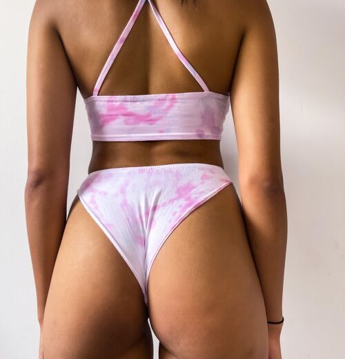 Rouched Front Tie Dye Knicker - Baby Pink