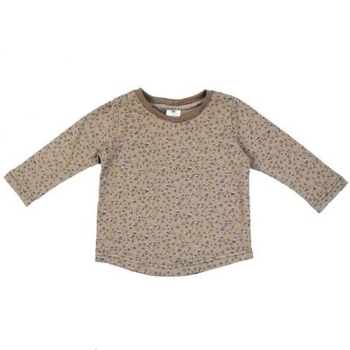 Longsleeve | Mini Flower Taupe | Handmade