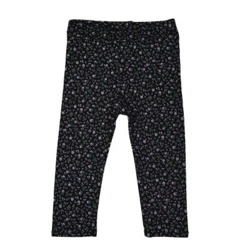 Legging | Mini Flower | Black | Handmade