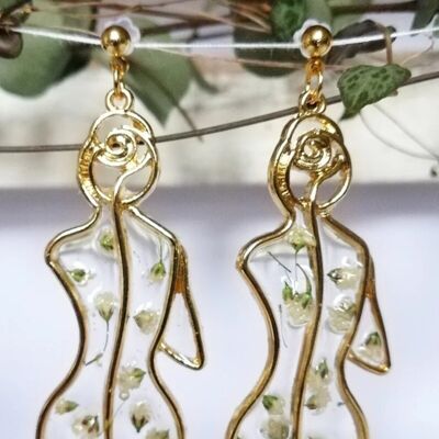 Female figure gold earrings