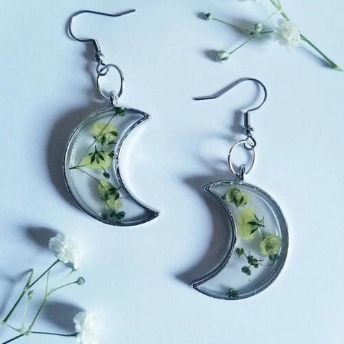 Gypsohpila moons silver earring