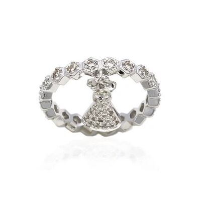 Halo silver charm ring
