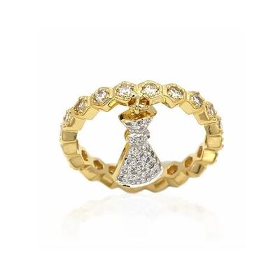 Halo gold charm ring