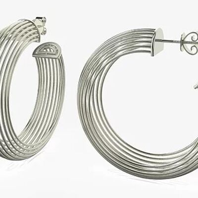 Basket Hoop Earrings - Silver