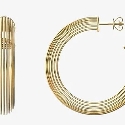 Basket Hoop Earrings Large (Gold)