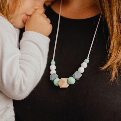 Mint & gray nursing or babywearing necklace