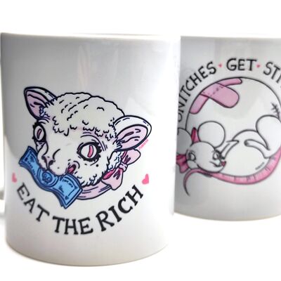 Paquete de tazas Eat The Rich & Snitches Get Stitches