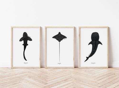 Ocean art print set A4