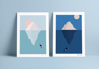 Ensemble d'impression d'art Orca iceberg A4 2