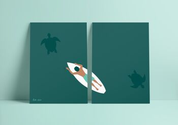 Ensemble d'impression d'art de surf de tortues 2