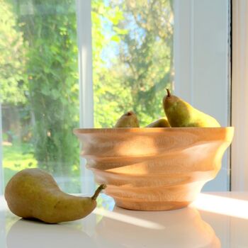 Bol en bois - bol à fruits - saladier - modèle Twist - naturel - S (Øxh) 15cm x 7,5cm 3