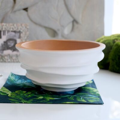 Wooden bowl - fruit bowl - salad bowl - model Twist - white - S (Øxh) 15cm x 7.5cm