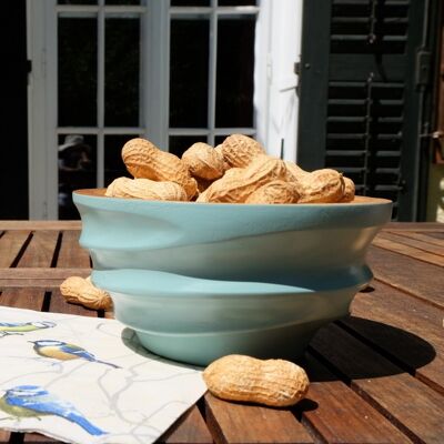 Wooden bowl - fruit bowl - salad bowl - model Twist - light blue - S (Øxh) 15cm x 7.5cm