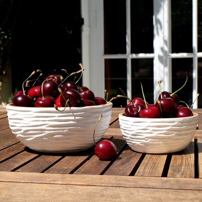Wooden bowl - fruit bowl - salad bowl - model Carved - white - XS (Øxh) 11.25cm x 5cm