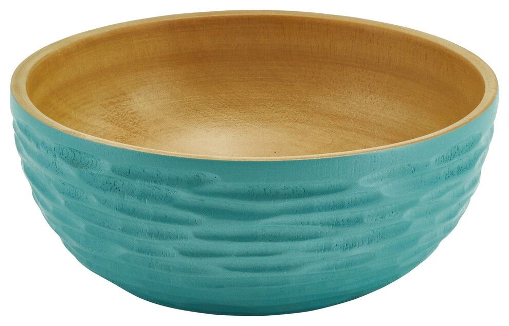 Ciotola in legno - portafrutta - insalatiera - modello Carved - azzurro - XS (Øxh) 11.25cm x 5cm