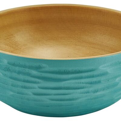 Wooden bowl - fruit bowl - salad bowl - model Carved - light blue - XS (Øxh) 11.25cm x 5cm