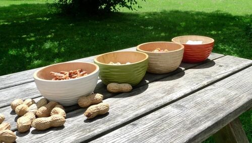 Wooden bowl - fruit bowl - carved salad bowl - avocado green - XS (Øxh) 11.25cm x 5cm